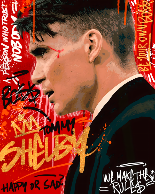 Tommy Shelby Red Power – Gangsterska Ikona w Stylu Street Art