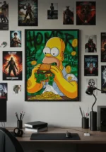 Pop Art „Konsumpcja i Pieniądz” – Nowoczesny Obraz Street Art z Motywem Burgera i Złotych Monet - obrazek 5