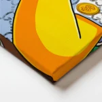 Pop Art „Konsumpcja i Pieniądz” – Nowoczesny Obraz Street Art z Motywem Burgera i Złotych Monet - obrazek 7