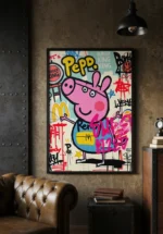 Pop Art „Różowa Świnka Street Art” – Nowoczesna Grafika Urban - obrazek 2