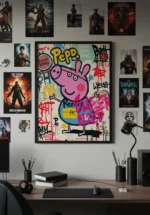 Pop Art „Różowa Świnka Street Art” – Nowoczesna Grafika Urban - obrazek 4